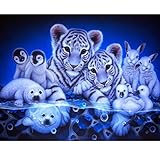 Franterd DIY 5D Diamond Painting Kit - Crystals Diamond Embroidery Rhinestone Painting Pasted Paint By Number Kits Drills Stitch Craft Kit Home Decor Wall Sticker - Lovely Animals