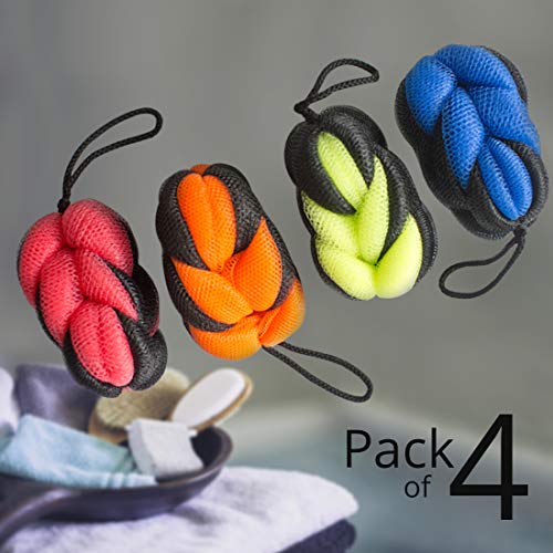 Bradford Soap Deluxe Men's Braided Body Sponge Mesh Shower And Bath