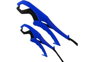 CASTSTRIKE Floating Fish Lip Gripper 2PCS Set – 9" and 6" Secure Lock Grabber for Catfish Bass Trout Kayak Fishing – Non-Puncture Fishing Tools with Lanyard Saltwater Freshwater Use