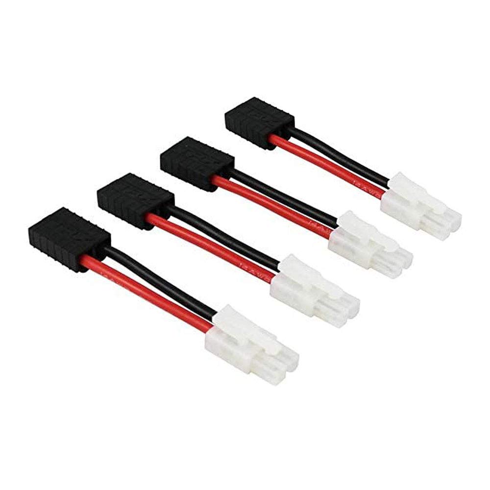 FLY RC 4pcs Male Tamiya to Female TRX Traxxas Connector Adapter Cable for RC Airplane Lipo NiCd NiMH Battery ESC Charger (Pack of 4)