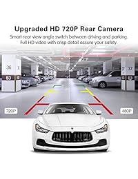 Mirror Dash Cam, pantalla táctil IPS de 7 "[Campo de visión ajustable] 1080P Frontal + 720P Vista posterior Full HD Doble lente Tablero Cámara Grabadora de video para automóvil G Sensor, Asistencia para estacionamiento, Grabación en bucle