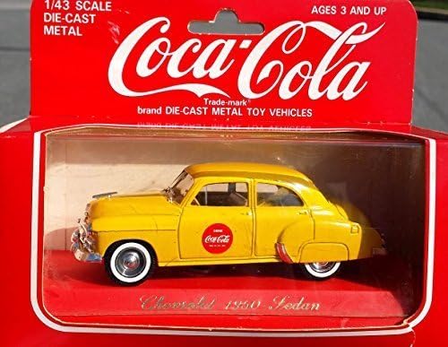 RARE! 1979 COCA-COLA Solido EXCLUSIVES: (YELLOW) 1950 Chevrolet Sedan Car in 1:43 Scale Diecast Metal