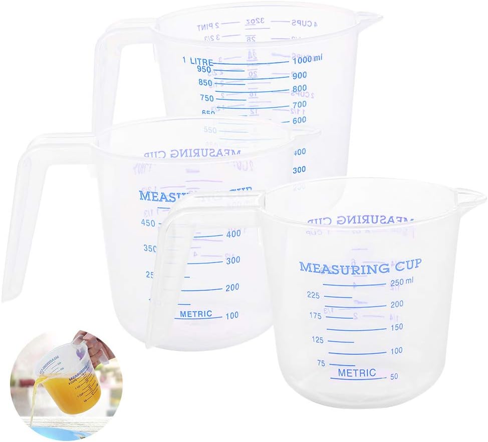 Surflyee Plastic Measuring Jug Baker Set 3pc Large 4Cup (1 Litre), 2