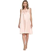 Casual Nights Women's Sleeveless Tricot Sheer Lace Nightgown