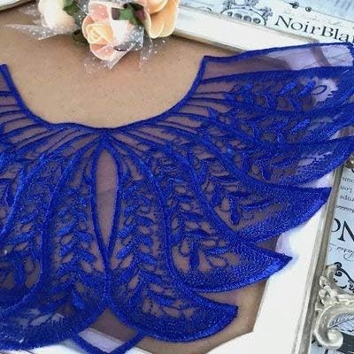 衣装モチーフ レース ネックラインモチーフ レースネックライン フラワーモチーフ 花柄 ブルー モチーフ 装飾 H32cm W19cm B087yw5pkj 1 015円 人気海外一番 100 品質保証 全品送料無料 即日出荷 Sale開催中