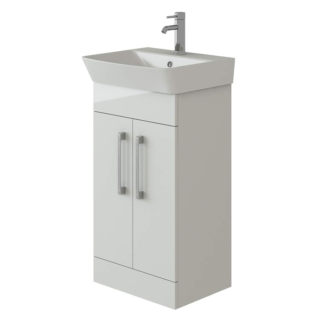 VeeBath PLAN50 Cosmo Twin Soft Close Door Bathroom Vanity Cabinet Furniture Unit with Ceramic Basin-500mm, White