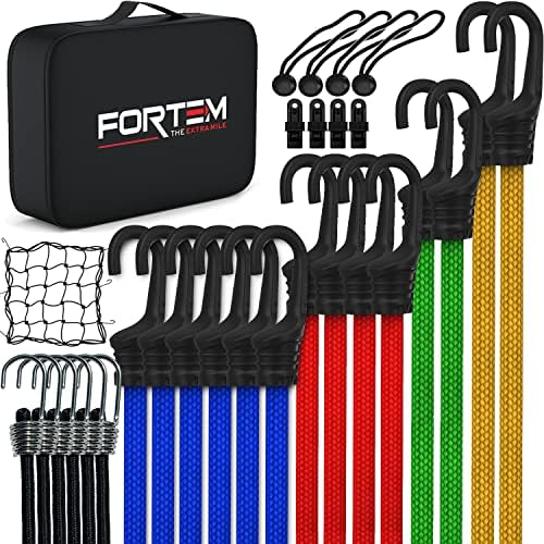 FORTEM Bungee Cord Assortment, 30pk Bungee Cords Multi Pack, Includes