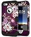 Hocase iPhone SE 2016 Case, iPhone 5s Case,Heavy Duty Shockproof Hard Plastic+Silicone Rubber Bumper Dual Layer Full-Body Protective Case for iPhone SE 1st Generation/5s/5 - Royal Purple Flowers