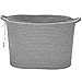 Sea Team Oval Cotton Rope Woven Storage Basket with Handles, Diaper Caddy, Nursery Nappies Organizer, Baby Shower Basket for Kid's Room, 14.2 x 9 x 11.4 Inches (Medium Size, Grey)