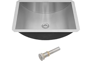 Undermount Bathroom Sink Stainless Steel - Lordear 20x14 Inch Bathroom Sink 304 Stainless Steel Rectangular Modern Lavatory Vanity Bath Sink with Pop-up Drain Assembly