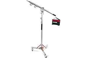 YouTin Heavy Duty Light Stand with Casters and Boom Arm, Adjustable Tripod Stand Stainless Steel,Photography Wheeled Base Stand for Studio Softbox, Monolight, Reflector