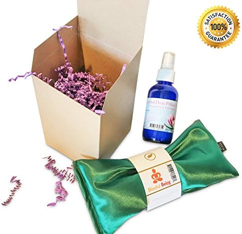 Unique Blissful Being Eye Pillow + Delightful Doze Spray Set By TribalZen: Luxury Silk Flax Seed Lavender Scented Microwavable Eye Mask &amp; Aromatherapy Essential Oil Mist With Gift Box-For Better Sleep