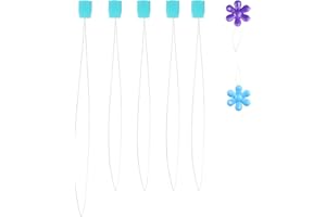 CHELOMENT 7Pcs Long Punch Needle Threaders,10" Needle Threaders for Punch Needles Embroidery Floss Cross Stitch,Plastic Flower Head Sewing Machine Needle Threader for Hand Sewing