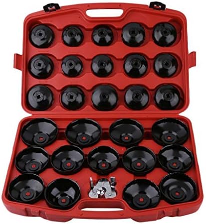 30Pcs Oil Filter Cap Wrench Socket Removal Tool Set W/case For Auto Cup Type (Black)