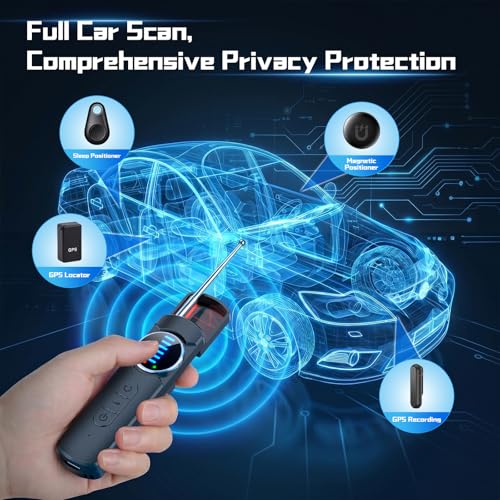 Kiangvest 7-in-1 Hidden Camera Detectors, AI Chip Anti-Spy Camera Finder, GPS Tracker & Bug Detector, Portable RF Signal Scanner for Hotel, Dressing Room, Bathrooms, Cars & Travel Security (Black)