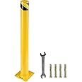 BestEquip Safety Bollard 48-4.5 Safety Barrier Bollard 4-1/2" OD 48" Height Yellow Powder Coat Pipe Steel Safety Barrier with 4 Free Anchor Bolts for Traffic-Sensitive Area