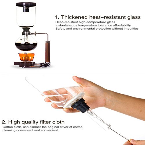 moon-1 Syphon Coffee Maker Japanese Style Vacuum Glass Siphon Pot Percolators 1-3 Cups Siphon Coffee Maker (Syphon) (Coffee Maker) (74-2)