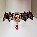 Meiysh Retro Handmade Lace Royal Court Vampire Choker Gothic Necklace Black Pendant Chain-red