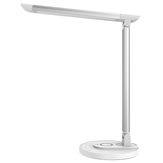 Taotronics Lampada Da Scrivania Lampada Da Tavolo Led Ricarica Veloce Wireless Per Iphone Lampada Da Scrivania Ufficio 5 Colori E 7 Livelli Di