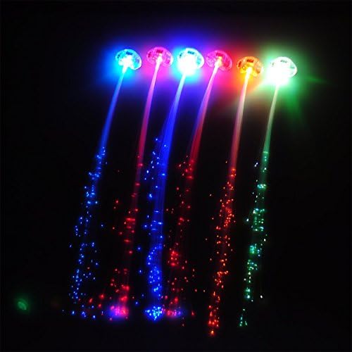 Seekingtag 15 Pack LED Fiber Optic Light up Flashing Hair - Party Supplies(Multicolors)