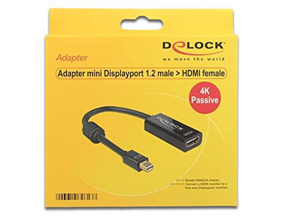 DeLock Adapter Mini DisplayPort 1.2 Male to HDMI Female 4K Passive Black, Laptop to Monitor Connector
