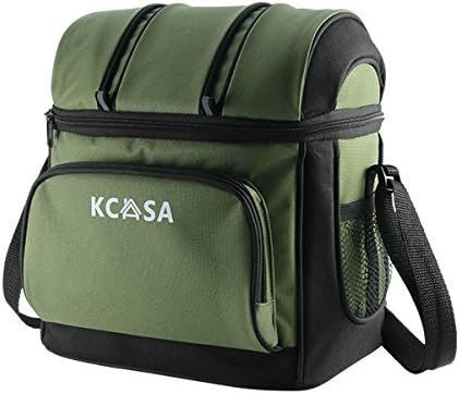 Lunch Bags, KCASA Waterproof Picnic Insulated Lunch Cooler Tote Bag and Travel Zipper Organizer Box, Reusable Travel Bag with Hard Liner Green