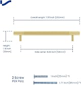 LONTAN 10 Pack Gold Knurled Cabinet Handles 160mm Hole Centers 202mm view 4