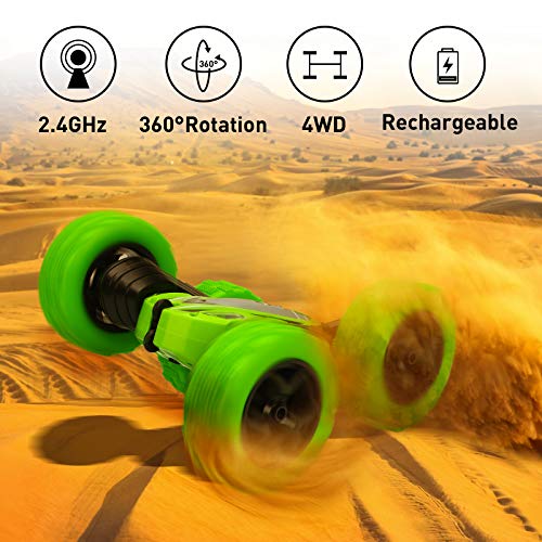 Remote Control Car RC Cars - Drift High Speed Off Road Stunt Truck, 4WD Race Toy with Two Rechargeable Batteries, Cool Birthday Gifts for Boys Age 3 5 6 7 8 9 10 11 Year Old Kids Toys (Green)