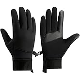 IPENNY Winter Warm Gloves for Men, Thermal Fleece Lined Touchscreen Gloves, Water-Resistant & Windproof Cold Weather Gloves with No-Slip Grip for Ski, Cycling, Hiking, Work, Driving (Black,XL)