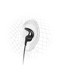 Auriculares inalámbricos Latitude de Aukey, 3 modos de ecualizador de sonido, auriculares magnéticos Bluetooth con diseño resistente al sudor y AptX para teléfonos móviles iPhone, Samsung, reloj Apple y más, Negro