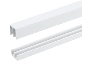 uxcell 1Set White Plastic Sliding Door Track, Sliding Glass Window Track for 1/8" Thick Panels, for Closet Glass Cabinets Doo