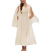 Scarlet Darkness Women Renaissance Dress Split Bell Sleeve Cowl Neck Peasant Medieval Dress