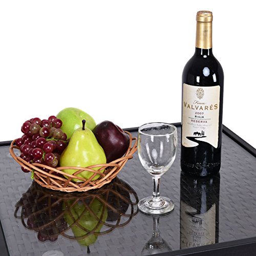 Rattan Wicker Kitchen Trolley Cart Patio Roller Dining Storage Glass Stand