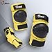 JBM international Adult / Child Knee Pads Elbow Pads Wrist Guards 3 In 1 Protective Gear Set, Yellow, Youth / Child
