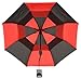 Brooklyn Basix DriRun Premium Travel Umbrella - Auto Open Close - Stylish Two Toned Double Vented Canopy - Compact Light & Easy To Carry Red/Charcoal