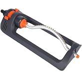 Oscillating Lawn Sprinkler with 19 Hole Brass Nozzles, Covers up to 8-10m, Includes Spray Jet Cleaning Needle