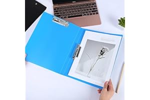 AKAHA Double Strong Clips File Folder Report Cover, Punchless Binder, Office Project Folder, Commercial or School Documents File Folder, for Letter Size or A4 Size, 100 Sheet Capacity, Blue,2 Pack