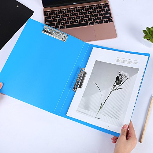 Double Strong Clips File Folder Report Cover, Punchless Binder, Office Project Folder, Commercial or School Documents File Folder, for Letter Size or A4 Size, 100 Sheet Capacity, Blue,2 Pack