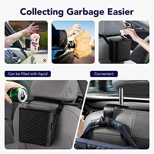 Tsumbay Car Trash Can Refined Leather Car Garbage Can with Matching 4