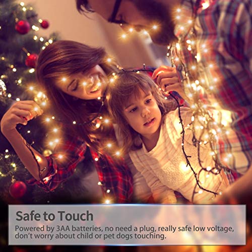 [IP65 Waterproof] Christmas String Lights Outdoor, 50 LED Fairy Lights Battery Operated 16.4Ft Green Cable with 8 Modes, Timer and Memory for Xmas Tree, Halloween, Party, Wedding, Garden - 2 Pack