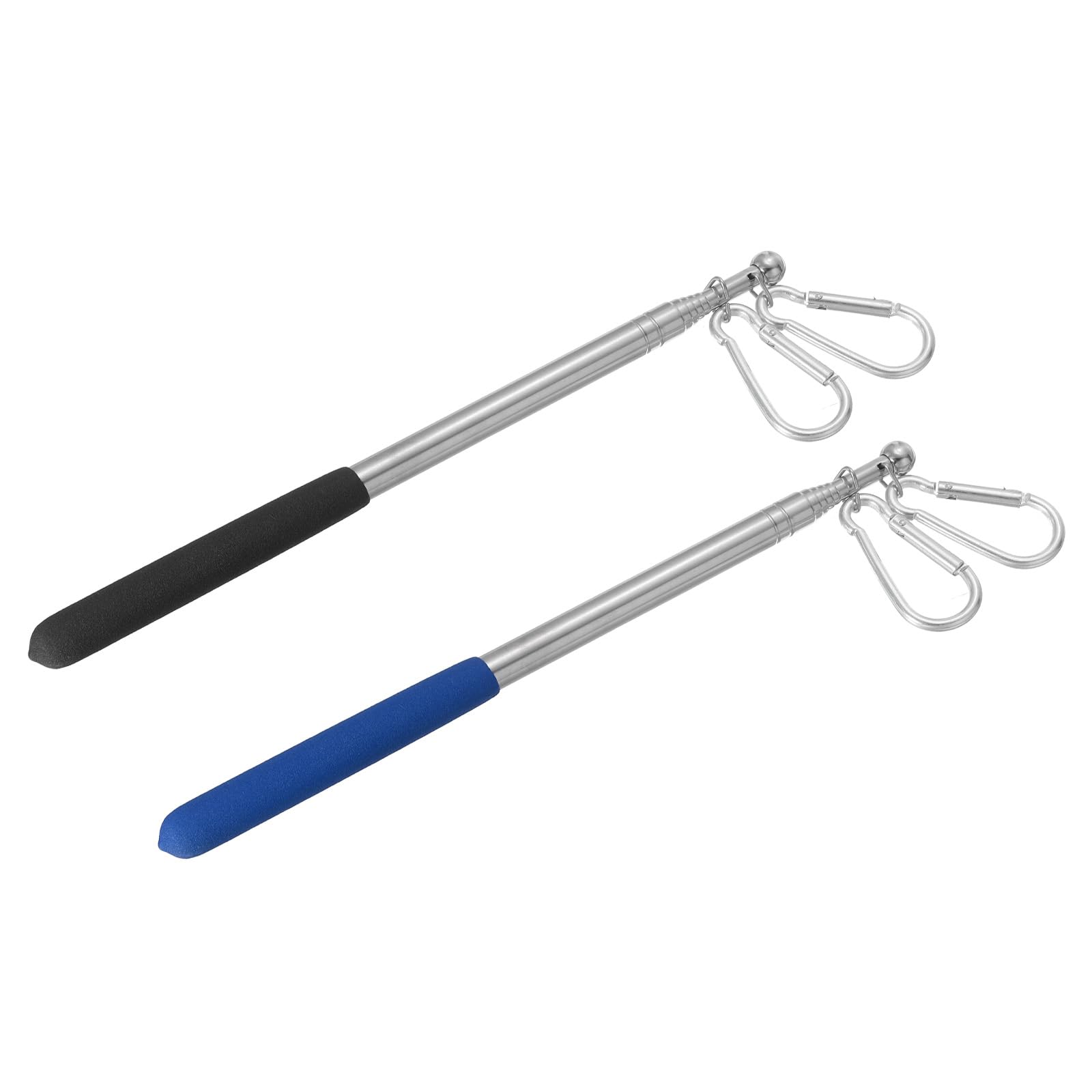 PATIKIL 3.9 Feet Telescopic Handheld Flagpoles, 2Pcs Tour Guide Flag Pole Stainless Steel Portable Collapsible Flag Pole with Clips for Teaching Pointer Training, Black, Blue