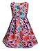 Arshiner Little Girls O-Neck Sleeveless Floral Print Back Zipper Pleated Dress with Belt