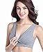 CAKEY Maternity Nursing Sleep Bra Tank for Breastfeeding/Pregnancy (Medium/36B,36C,36D, Gray/Black)