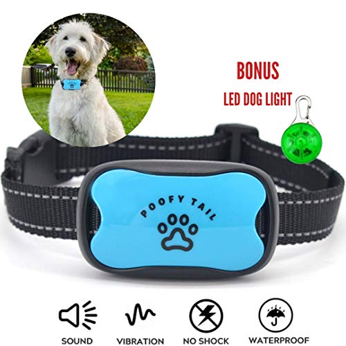 Poofy Tail Non-Shock Bark Collar for Dogs – Stop Barking Using a Humane and 100% Safe Device That Has Seven Adjustable Sound and Vibration Levels – Works on All Breeds (11-120 LBS)