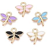 KitBeads 100Pcs Random Enamel Dragonfly Charms Colorful Animal Insect Charm for Jewelry Making Necklaces Bracelets Earrings Crafts Bulk