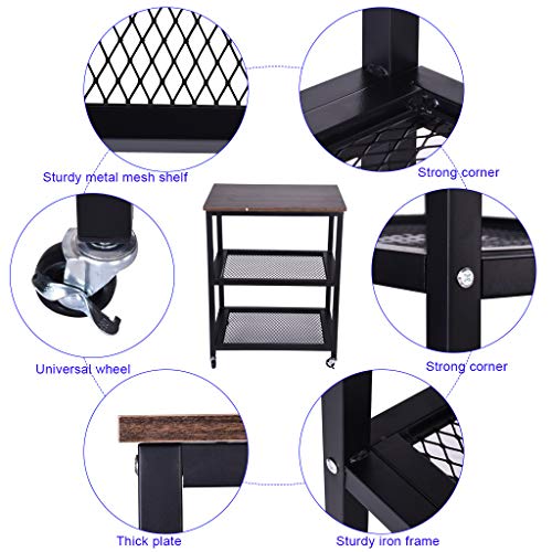 Puyujin Serving Car, Serving Cart 3-Tier Kitchen Utility Cart On Wheels With Storage For Living Room â€” Shipped from the United States