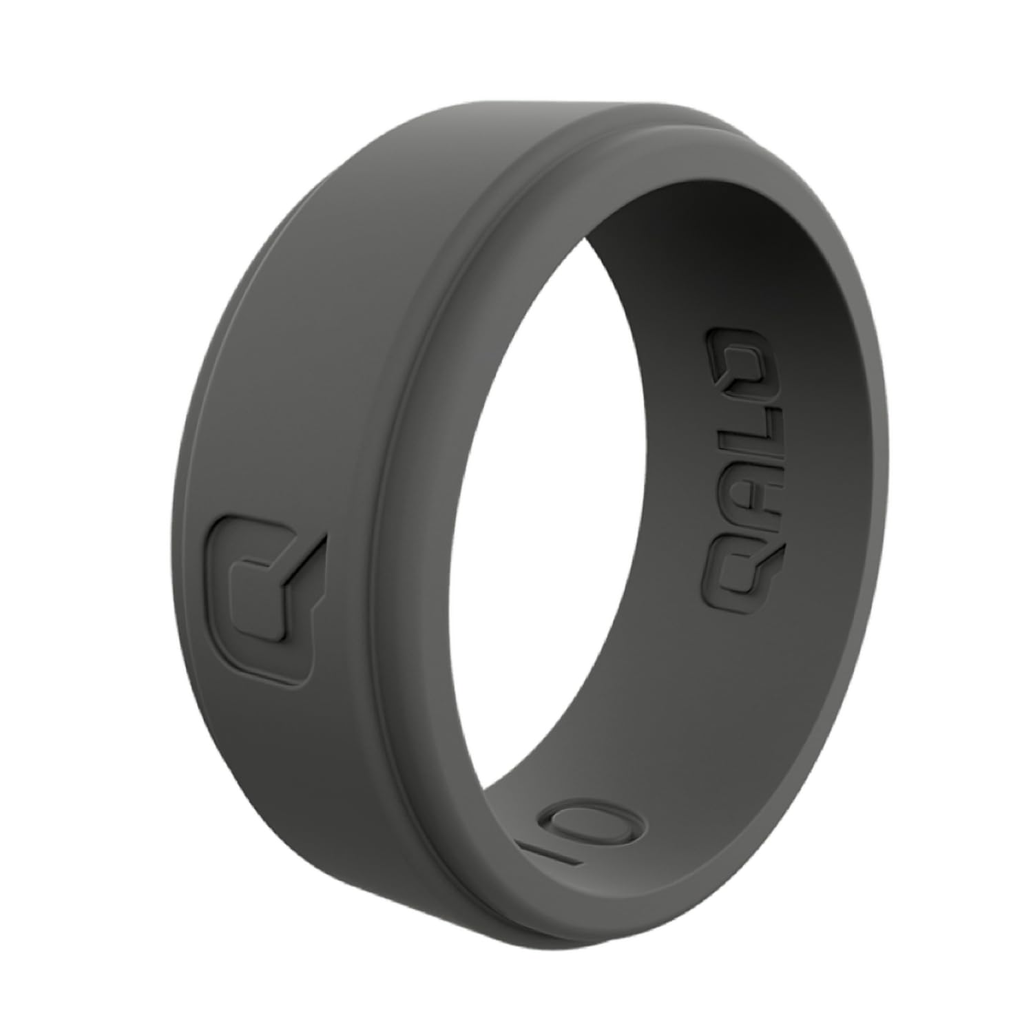 QALO Anillo de silicona para hombre, carbón (tamaño 11) - Step Edge Q2X - Alianzas de boda para hombre - Anillos de silicona transpirables y duraderos para hombres - Anillos de compromiso de goma gruesa para él - 9 mm x 2 mm