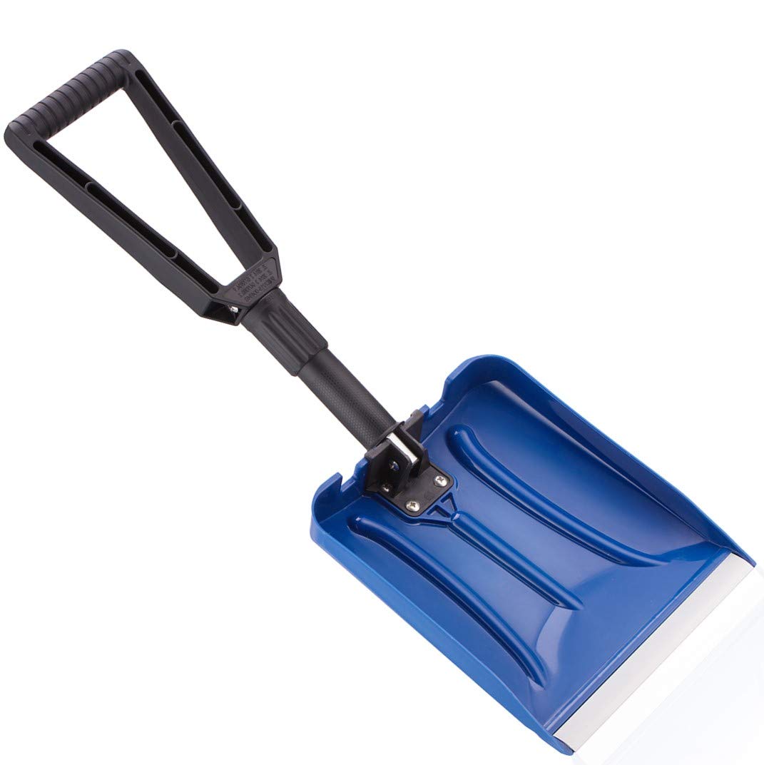 ELIVERN Folding Snow Shovel, Compact Snow Shovel with Comfortable D-Grip Handle and Durable Aluminum Edge Blade, 13\