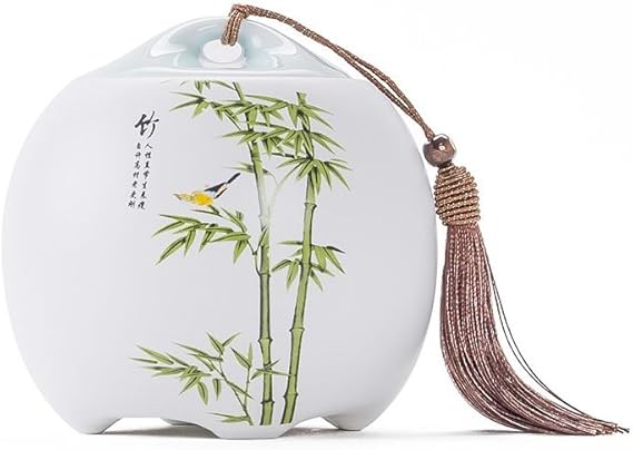 Chinesische Art White CeramicTea Aufbewahrungsboxen Bambus Print