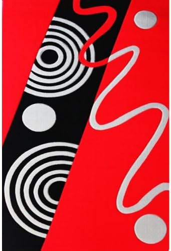 Geo Rug Collection Geo Collection Hand Carved 126 Area Rug, 5-Feet 4-Inch by 7-Feet 5-Inch, Red